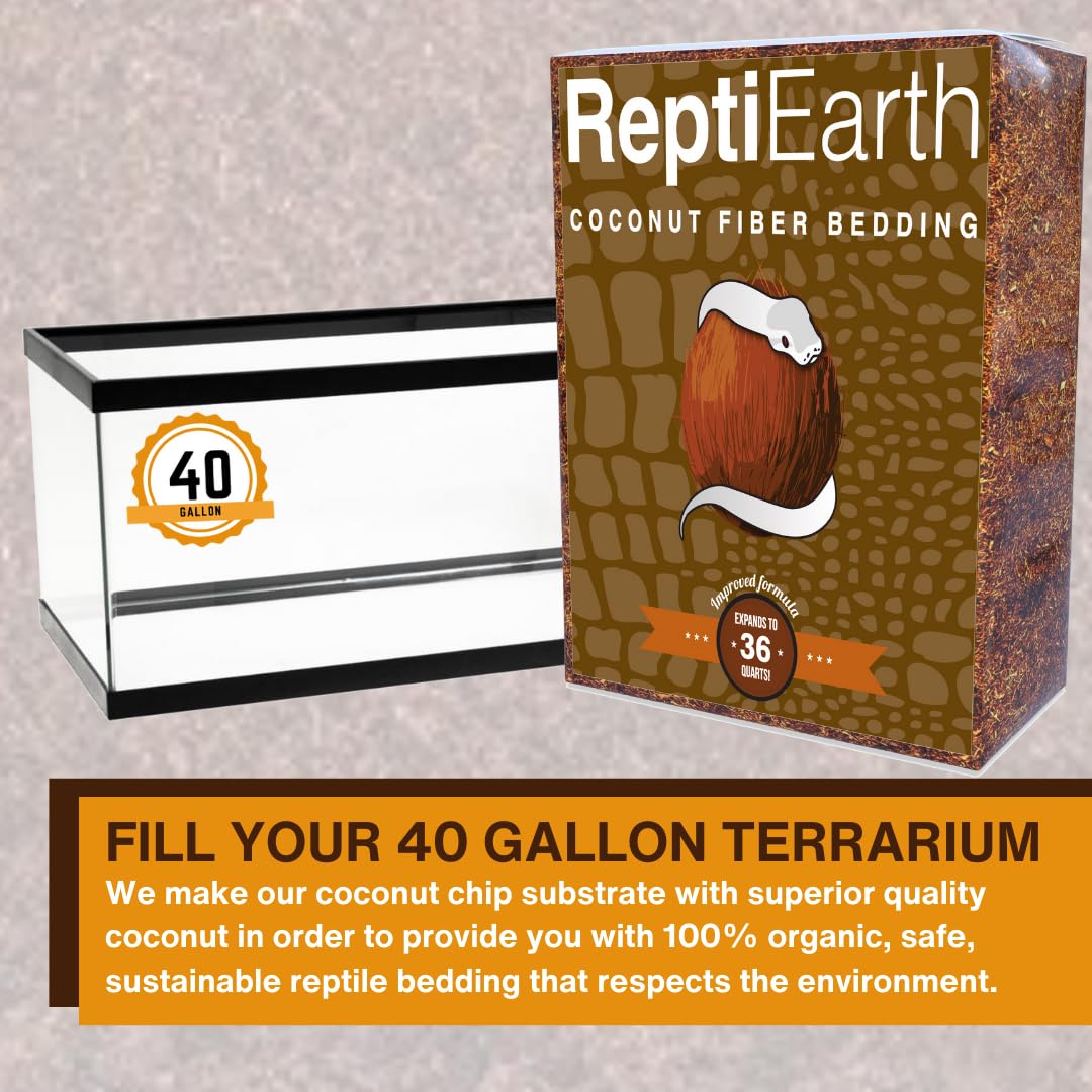 ReptiEarth Fina Fibra de Coco Reptil Sustratos y Anfibios Ropa de Cama 36 Cuartos de galón