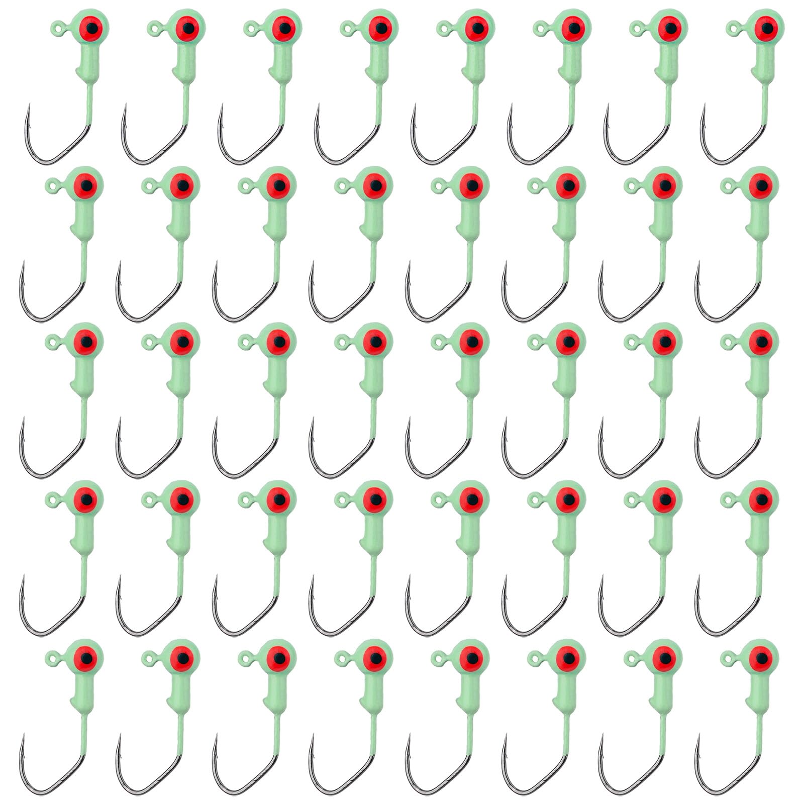 40pcs Glow in The Dark Crappie Jig Heads, Night Fishing Jigs Head Hooks Lure with 3D Eyes 1/16oz Swimbait Jig Heads for Crappie Bass Trout, Ideal Fishing Accessories & Gifts for Men