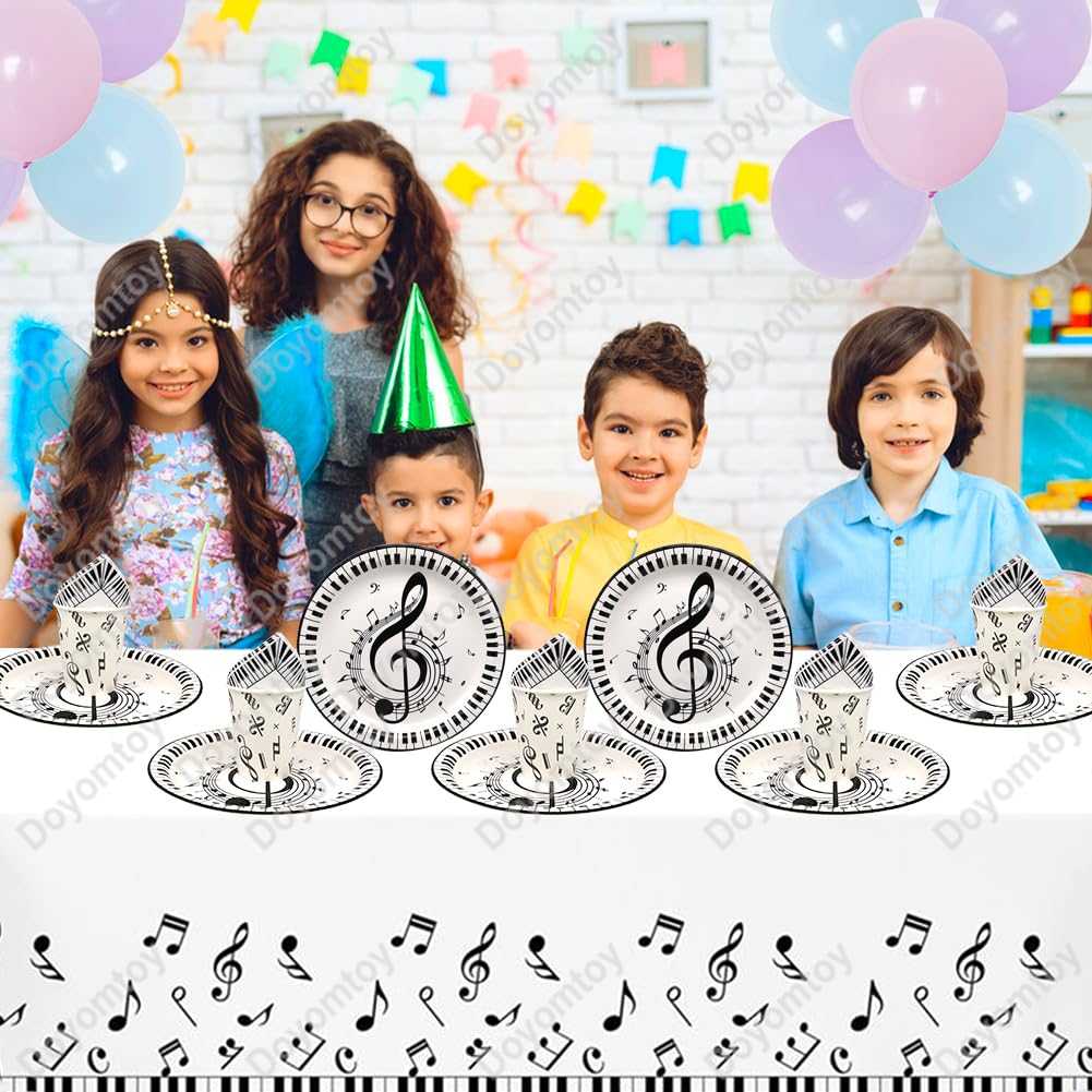 Doyomtoy Set da tavola per feste con note musicali, 61 pezzi, 20 piatti, 20 bicchieri, 20 tovaglioli, 1 tovaglia, decorazione per feste di compleanno
