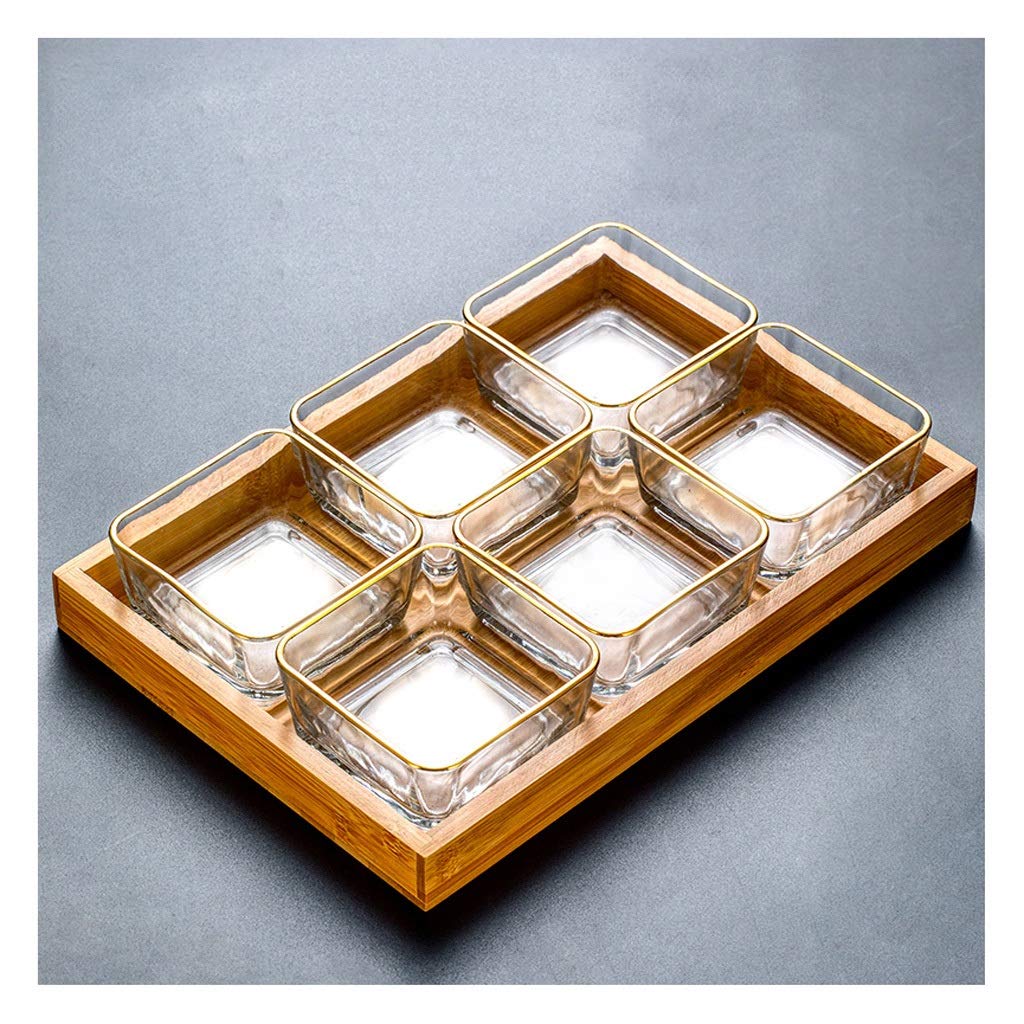 Snack-Serviergeschirr, Kompott-Snack-Teller, Glas-Obstteller, Haushalts-Desserts, Trockenfrüchte-Dessert, Süßwaren, Snacks, Snacks, Gitterplatte mit Tablett, Dessert-Gerichte