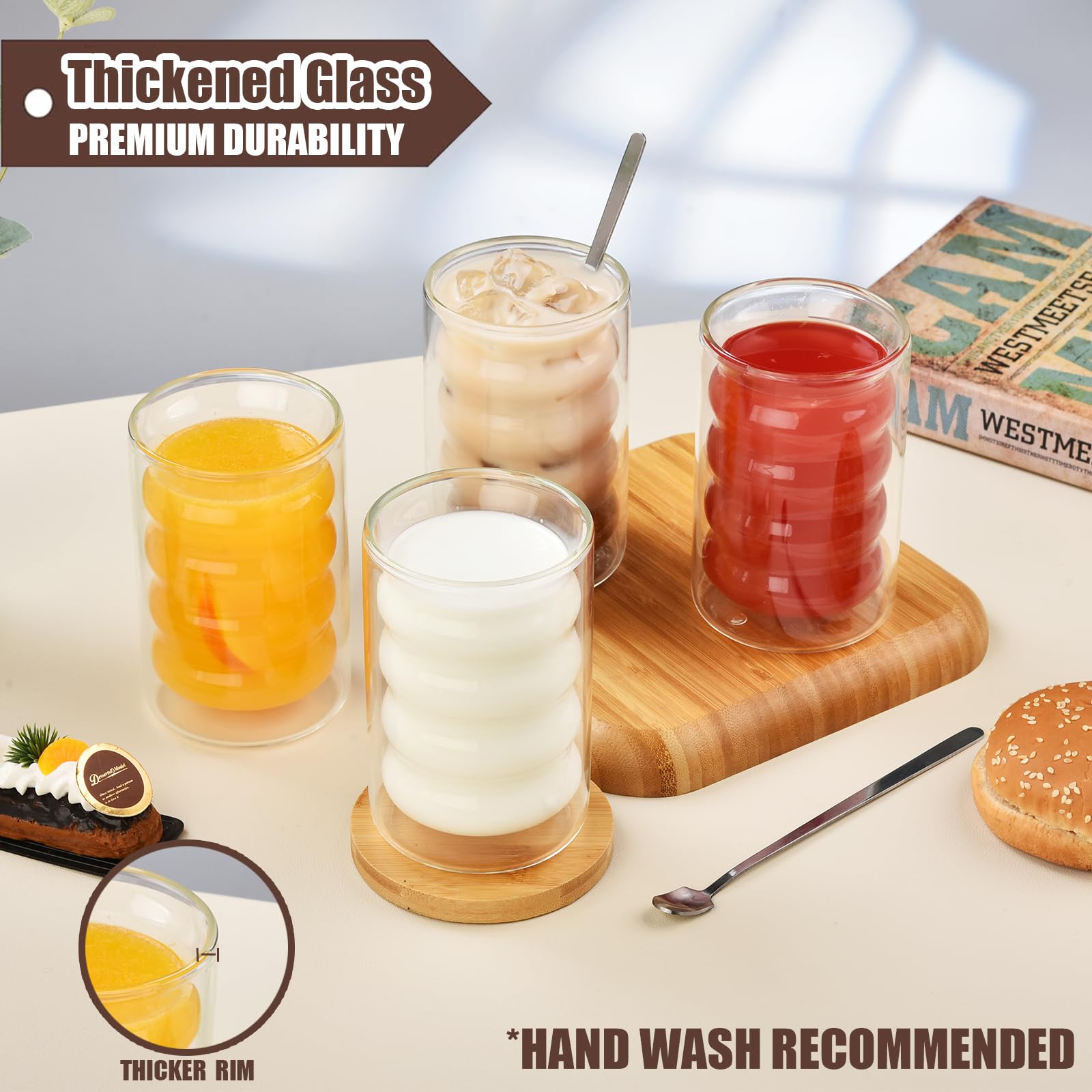 4x latte macchiato glazen - dubbelwandige koffieglazen - 300ml - warme