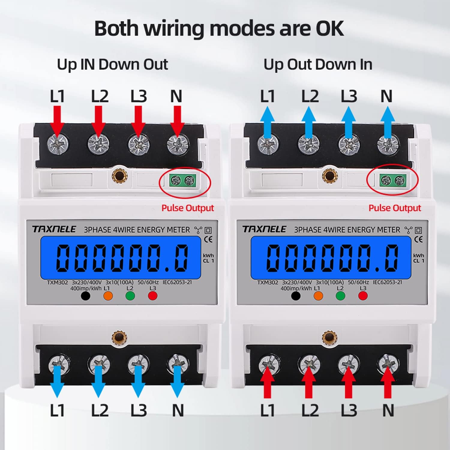 Digitaler Stromzähler, DIN-Schienen-Montage, dreiphasiger Stromzähler, vier Drähte, Wattmeter, Stromverbrauch, elektronisch, Wattmeter kWh 100 A AC 50 Hz 60 Hz LCD-Hintergrundbeleuchtung 380 V