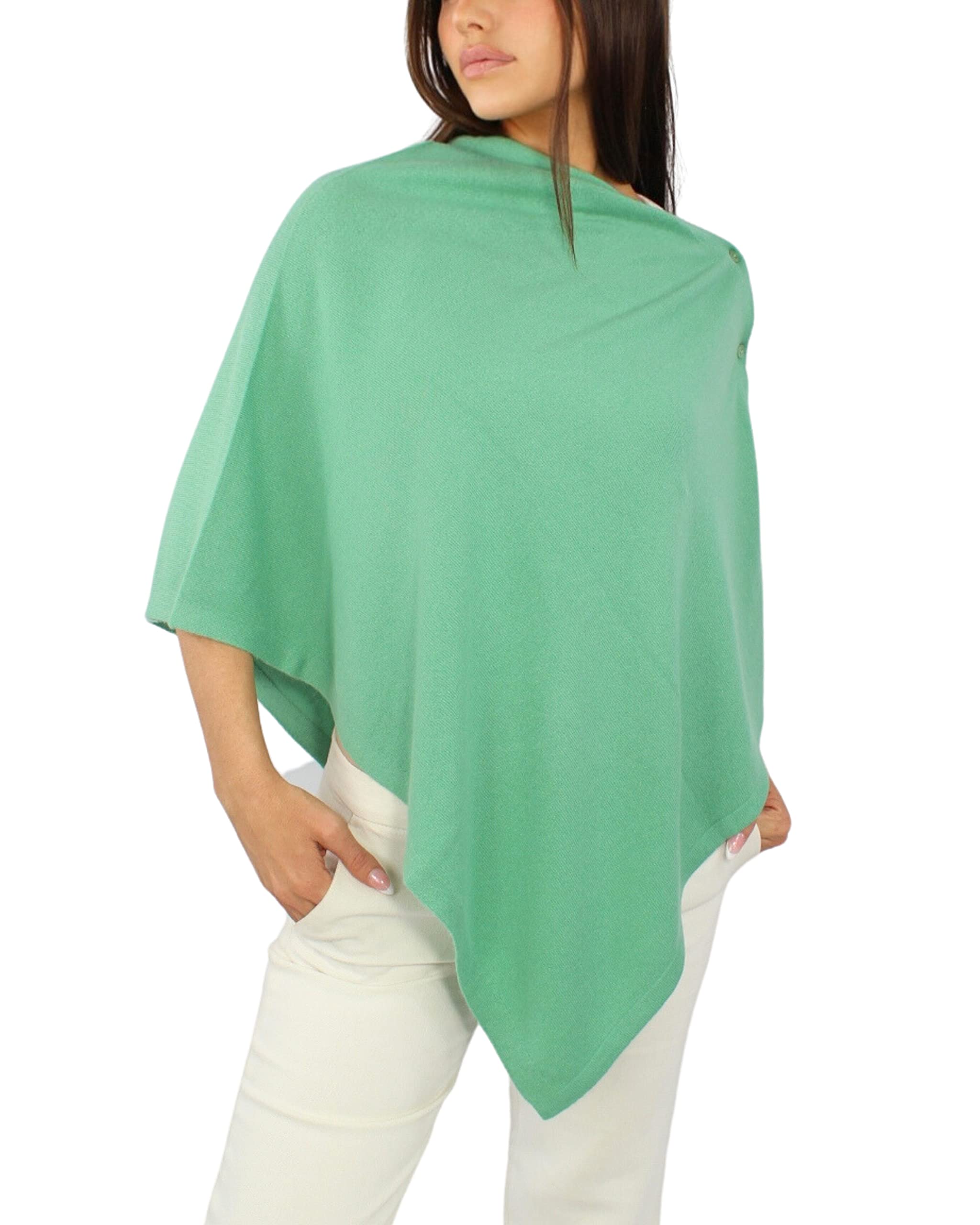 Win's Poncho de cachemir mezclado para mujer - Hecho en Italia, verde manzana, Talla única