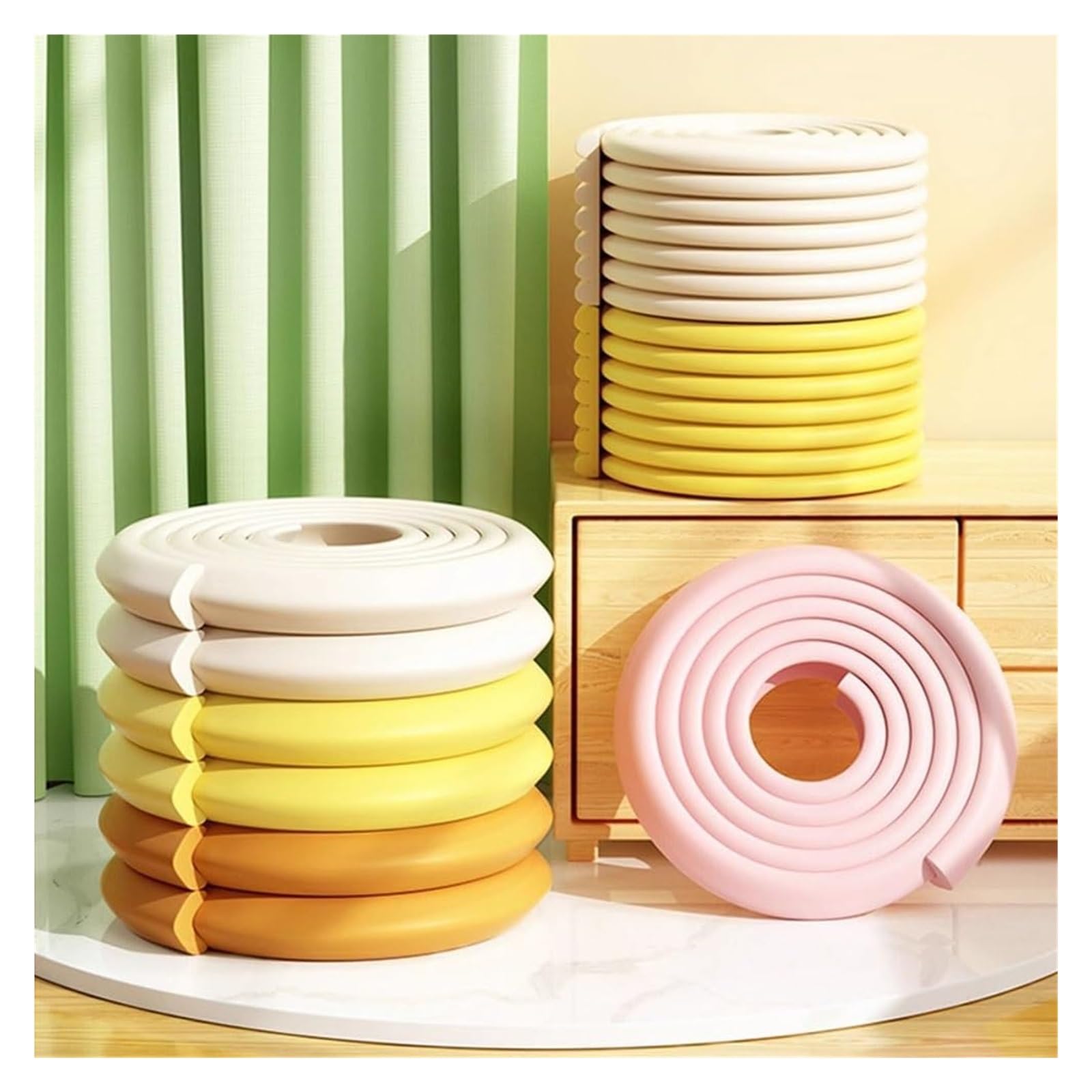 Protectores de esquinas de espuma de seguridad para mesa de 5 m, protectores de esquina para bebé, anticolisión, tira de parachoques con bordes adhesivos
