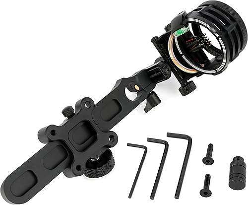 Miniatura 8 de Vistas de arco compuestas 5 Pin 0.019 '' Fibra óptica Vista de tiro con arco mecanizado de aluminio para arco compuesto para mano izquierda y derecha