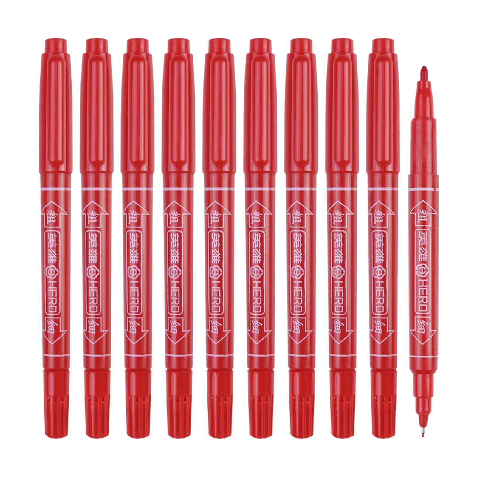 Vignette Stationery Dual Nib Fineliner Drawing Pens - Red, Set of 10 | Waterbased Ink, Washable & Odourless | Art Suppli