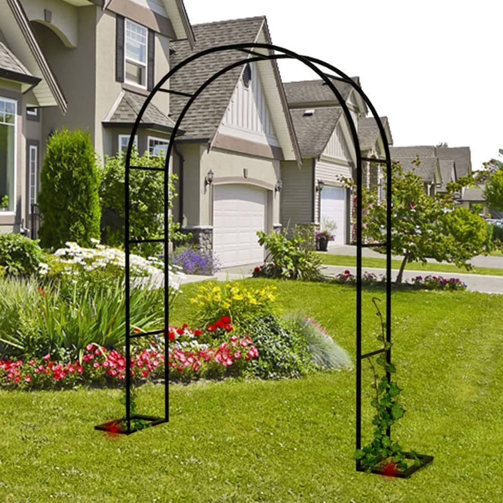 Arco da giardino extra largo in metallo, per decorazioni esterne e interne, telaio in acciaio antiruggine, per piante rampicanti e rose, design elegante (larghezza 1,8 m x altezza 2,2 m)