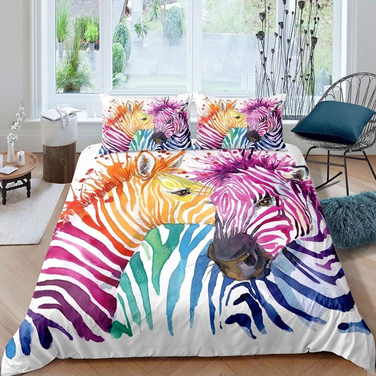 Housse de couette zèbre en microfibre de qualité supérieure facile à laver