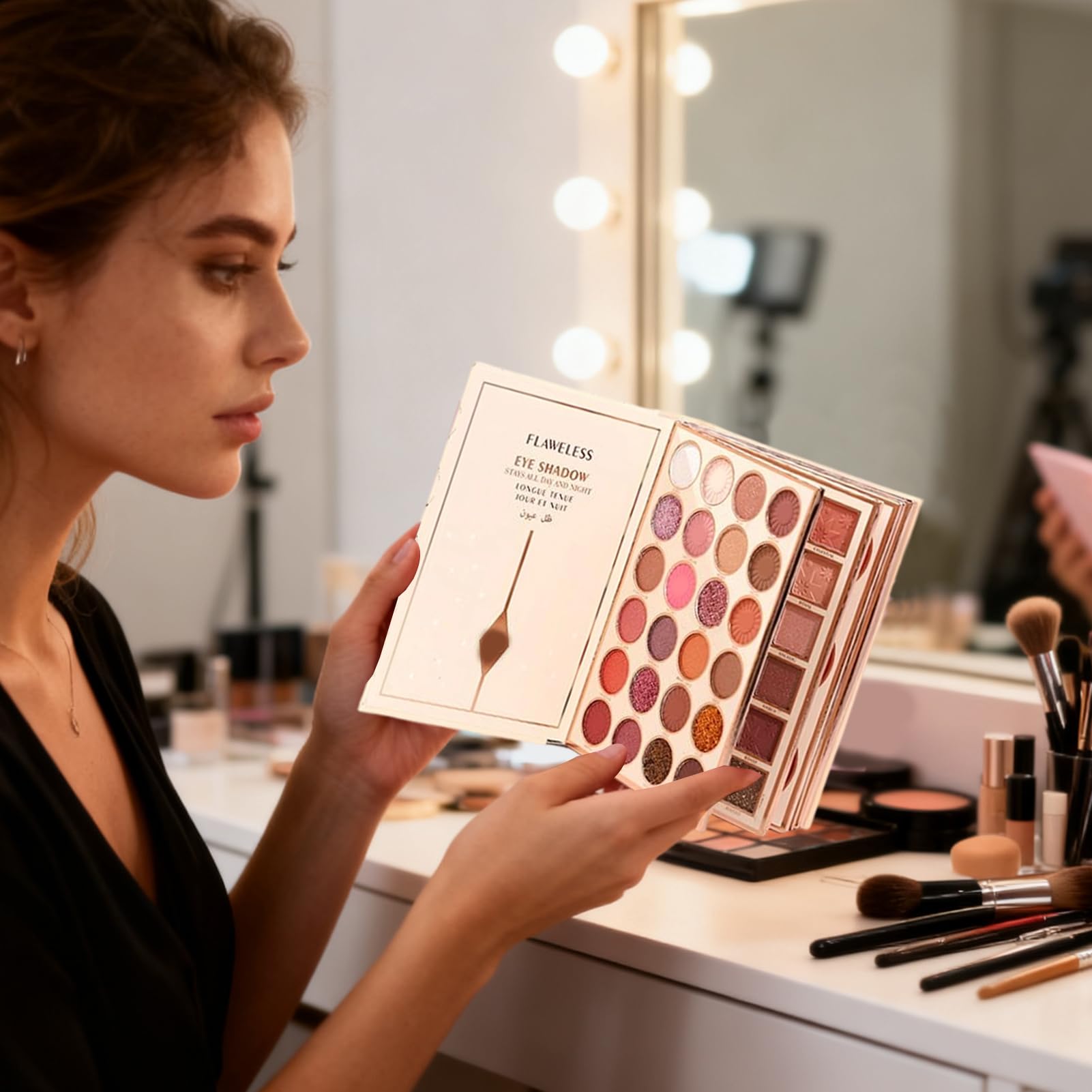 Ombretti Per Occhi 48 Colori Tra Cui Illuminante A Lunga Durata | Trucco A Forma Di Libro Ideale Per Donne E Ragazze Per Halloween Uso Quotidiano Feste E Viaggio
