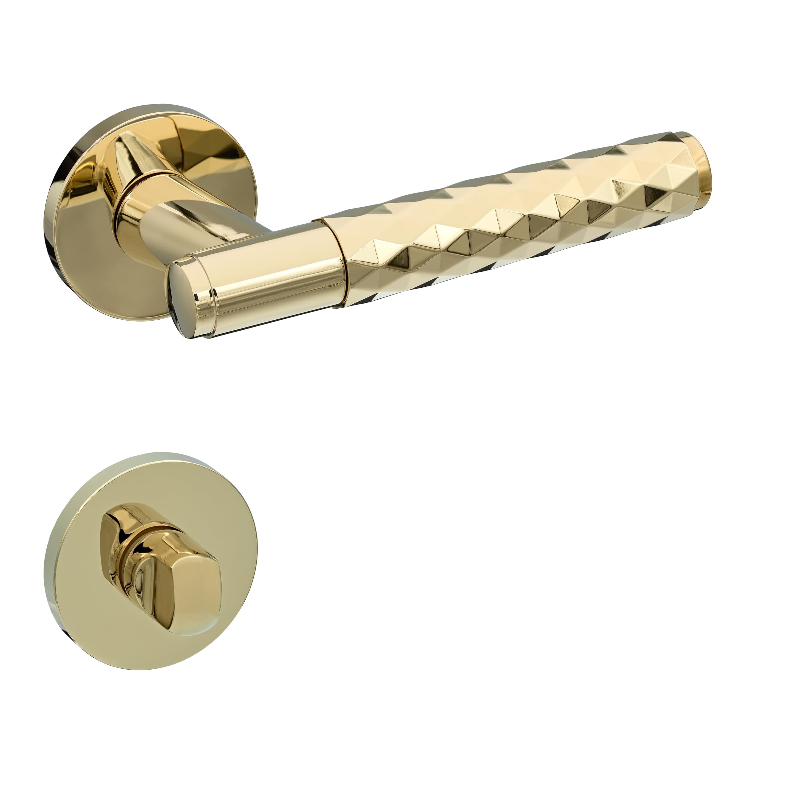 Gavroche GR Door Handle Set - Shiny Chrome - Textured Handle - Includes