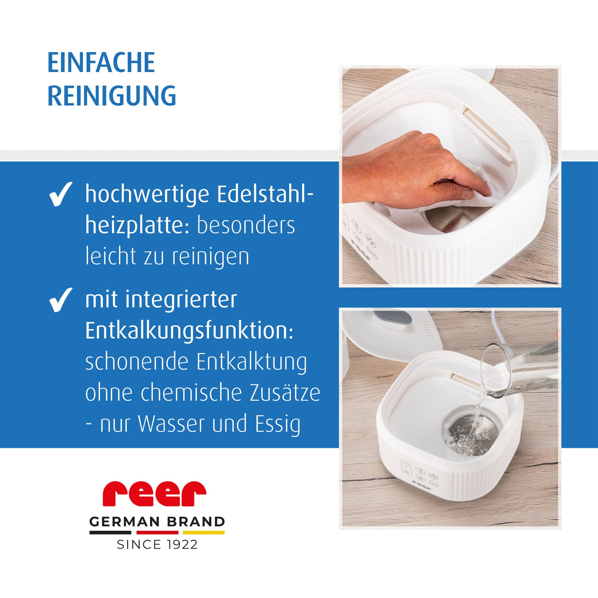 reer VapoDryS Vaporisator | Babyflaschen Sterilisator mit Trocknungsfunktion, Dampfsterilisator für bis zu 5 Flaschen, Desinfektion und Trocknung von Babyfläschchen und Zubehör ohne Chemikalien