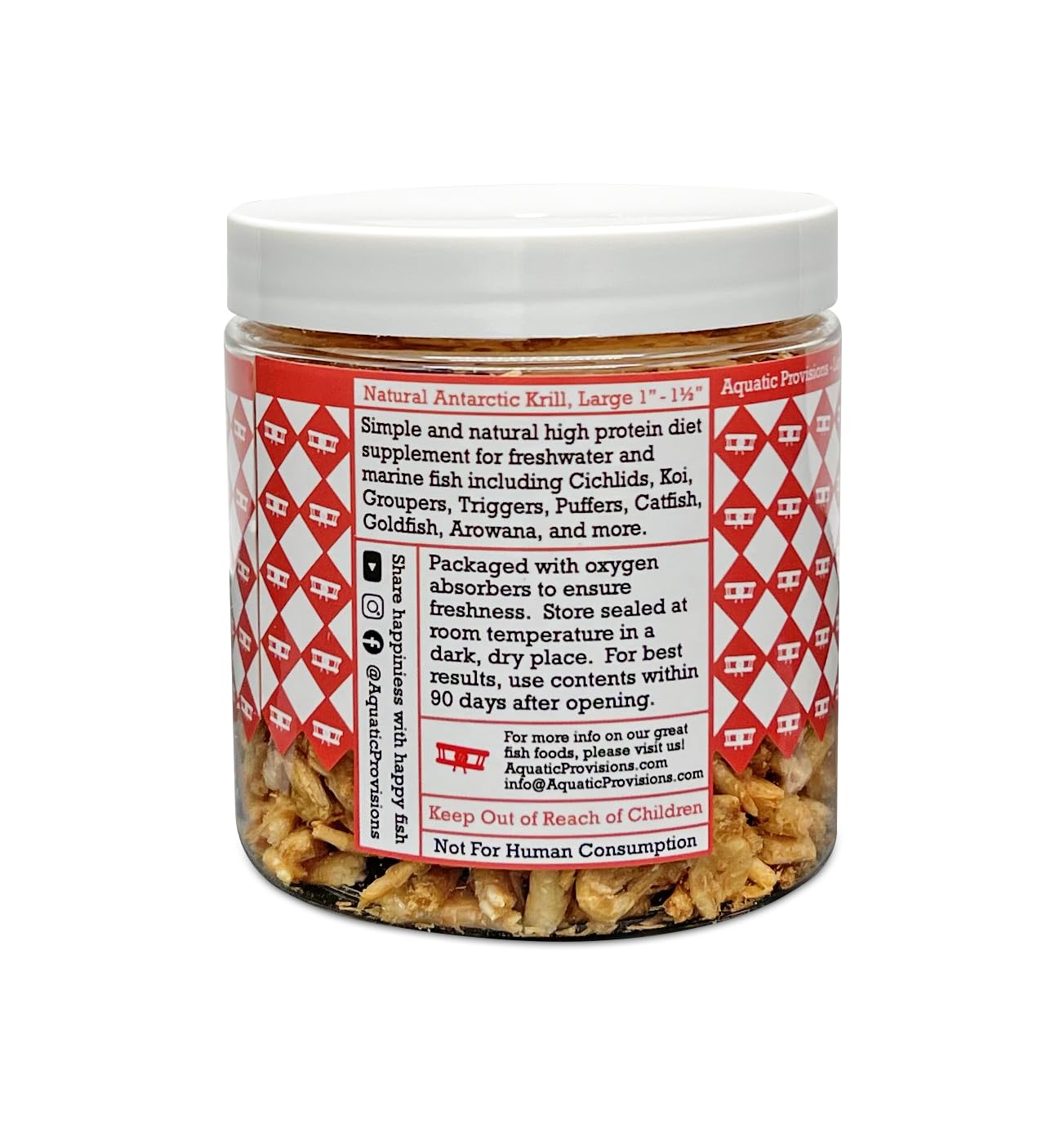 Freeze Dried Antarctic Krill Fish Food 1 oz, for Freshwater and Marine Aquarium Fish