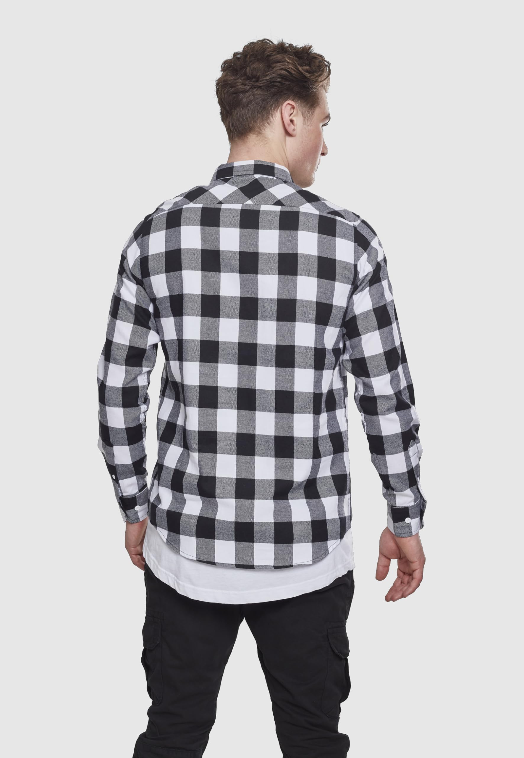 Urban Classics Checked Flanell Shirt Camisa, Multicolor (Blk/Wht), 5XL para Hombre