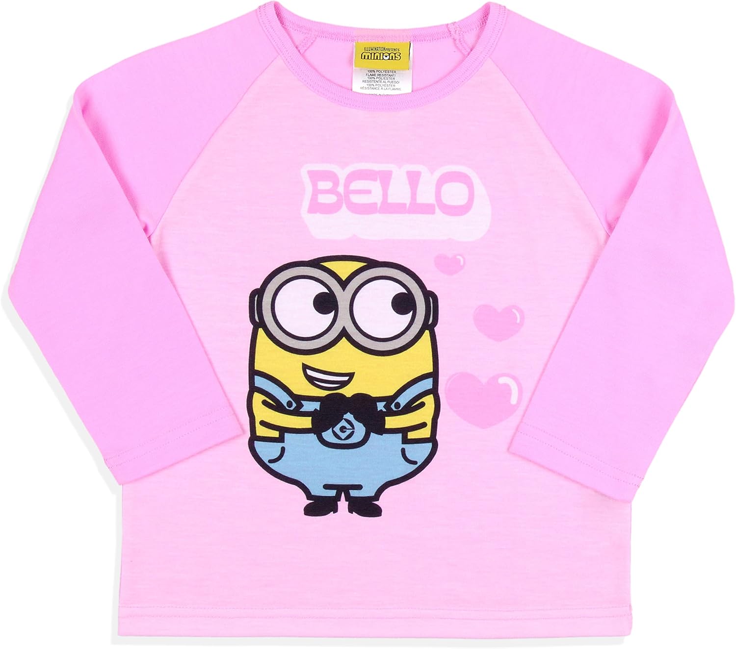 INTIMO Despicable Me Toddler Girls' Minions Chibi Bello Raglan Sleep Pajama Set (2T) Multicolored - Image 2