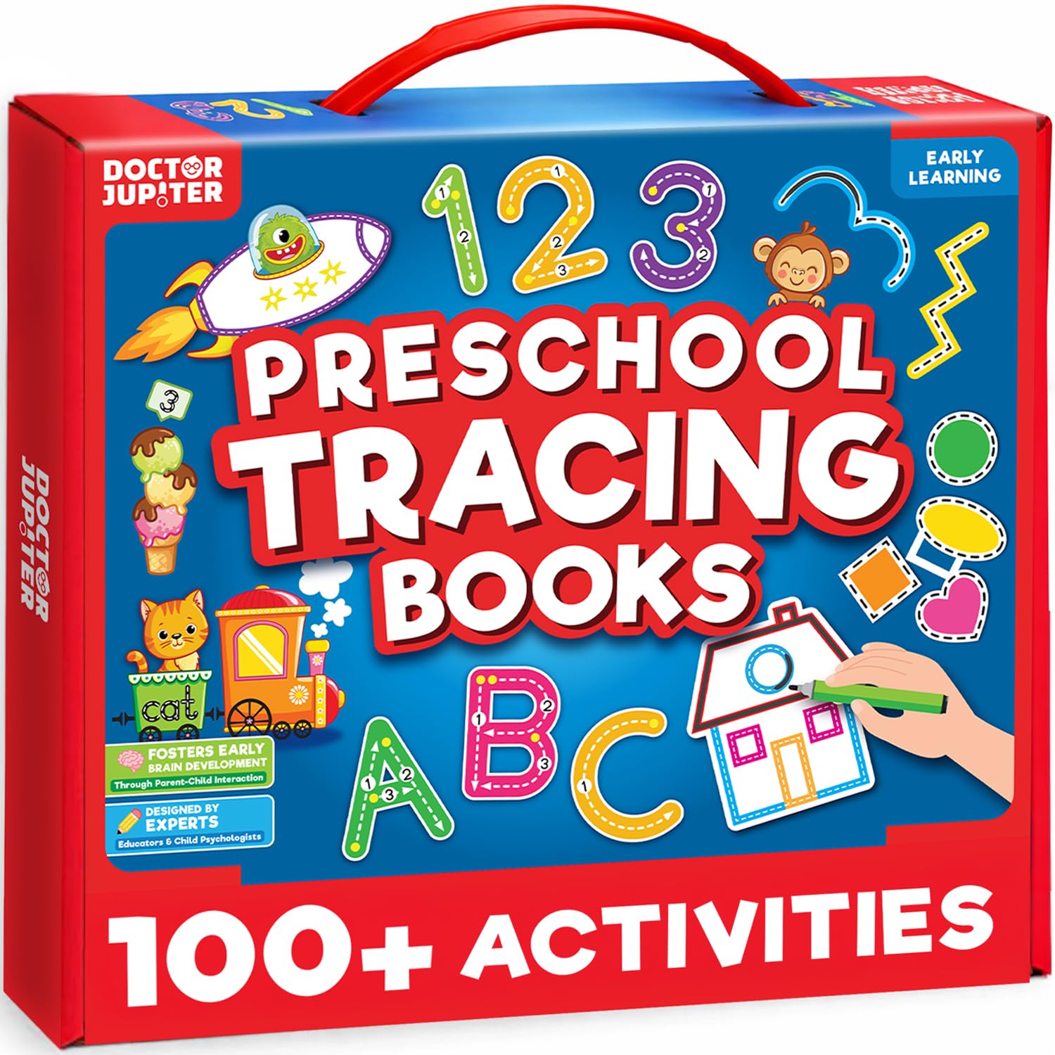 Doctor Jupiter Handwriting Practice Books for Kids Ages 3-6| Birthday Gifts for Girls & Boys| Wipe-Clean Letters, Shapes & Numbers Preschool Tracing Books| 3-Book Set, 100+ Activities, 2 Markers