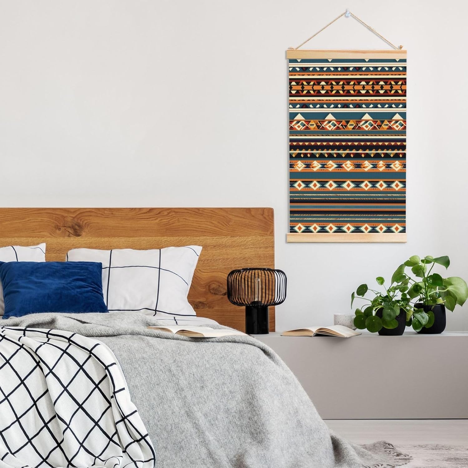 Native American Pattern Print Poster Hanger,Hanging Poster, Poster Frame,Wood Poster Hanger, For Wall Hanging