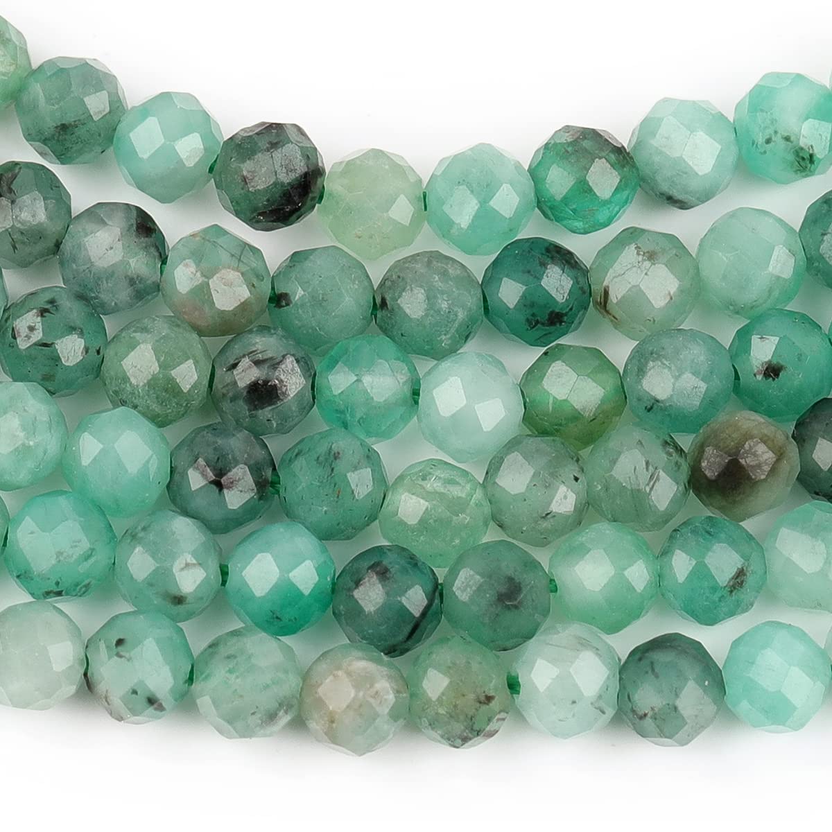 GEM-Inside AA, 3 mm, natürlicher grüner Smaragd, Quarz, facettiert, rund, winzig, kleine Abstandshalter, Perlen für Schmuckherstellung, Armband, Ohrringe, Charms, voller Strang, 38,1 cm