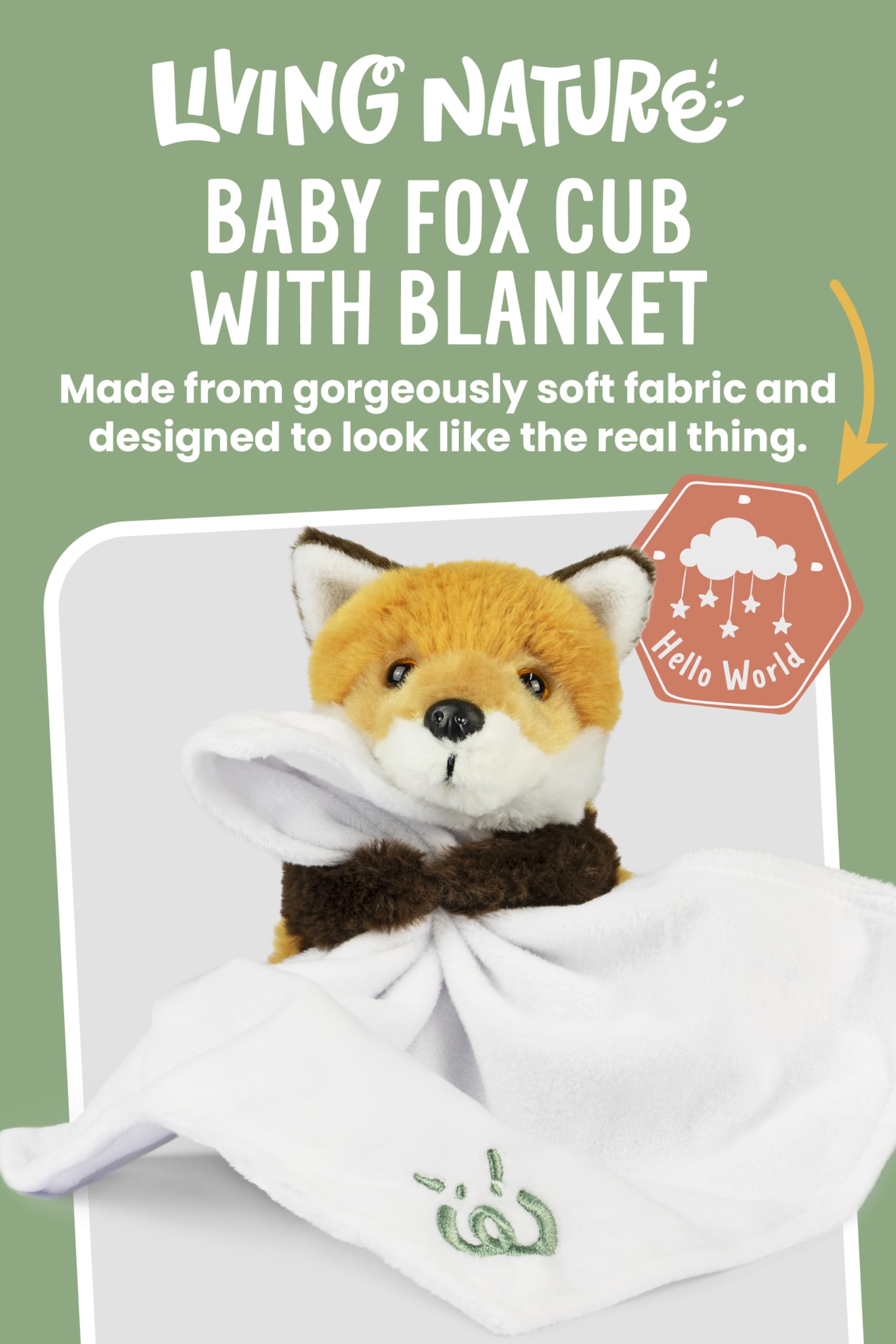 Living Nature Baby Fox Stuffed Animal Plush Toy, Orange - Image 2