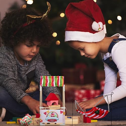 Miniatura 6 de Hicarer Juego de 9 accesorios de muñeca de Navidad con soporte de dona, saco de dormir, suéter, albornoz, delantal, sombrero de chef, bufanda,