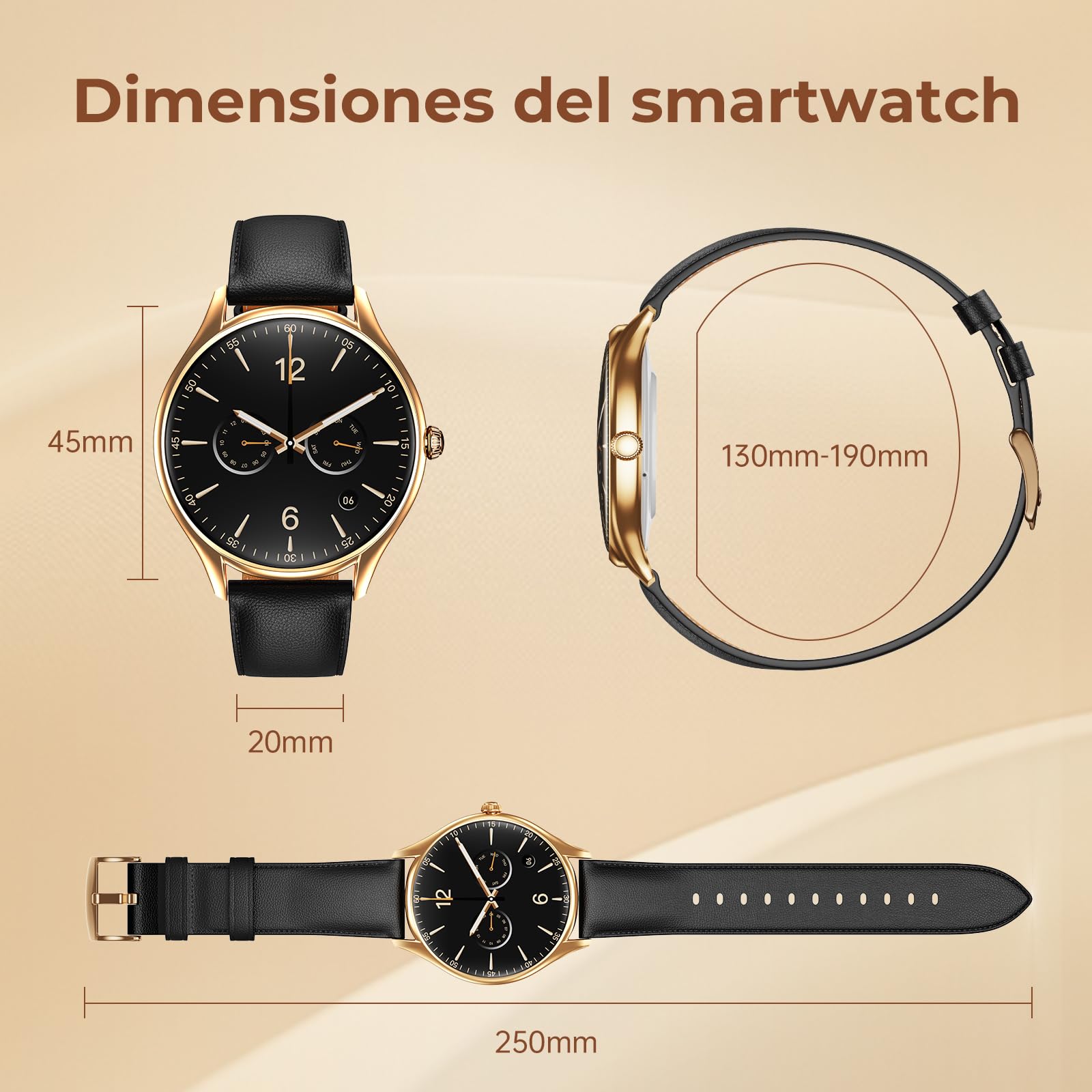 Reloj Inteligente Mujer con Pantalla AMOLED 1,43" Smartwatch Deportivo Impermeable IP68, Monitor Sueño/SpO2/Ciclo Menstrual, 120+ Modos Deporte, Diseño Ultra Delgado Elegante (Oro Rosa/Negro)