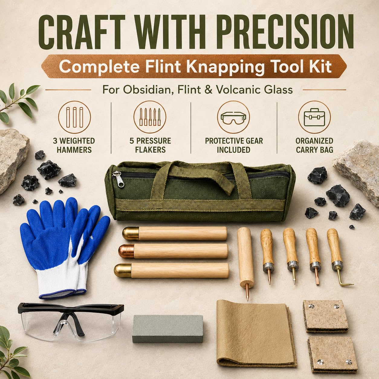 15 Pezzi Kit Selce, Utensili Ossidiana, Principianti Ed Esperti