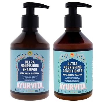 Shampoo and Conditioner Duo by Ayurvita for Unisex - 2 Pc Kit 10oz Shampoo, 10oz Conditioner