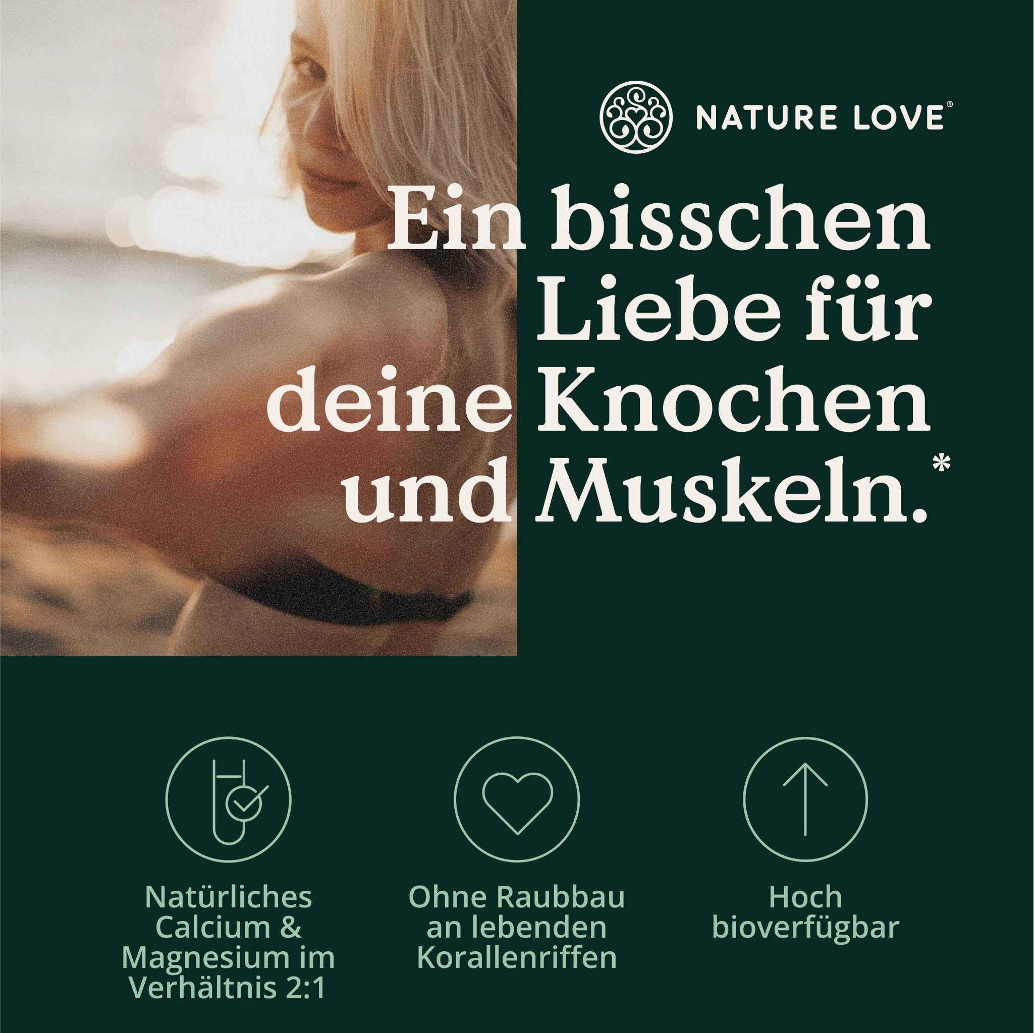 NATURE LOVE® Sango Meereskoralle - 180 Kapseln - Natürliche Quelle für Calcium (20%) und Magnesium (10%) im körpereigenen Verhältnis von 2:1 - laborgeprüft und in Deutschland produziert.