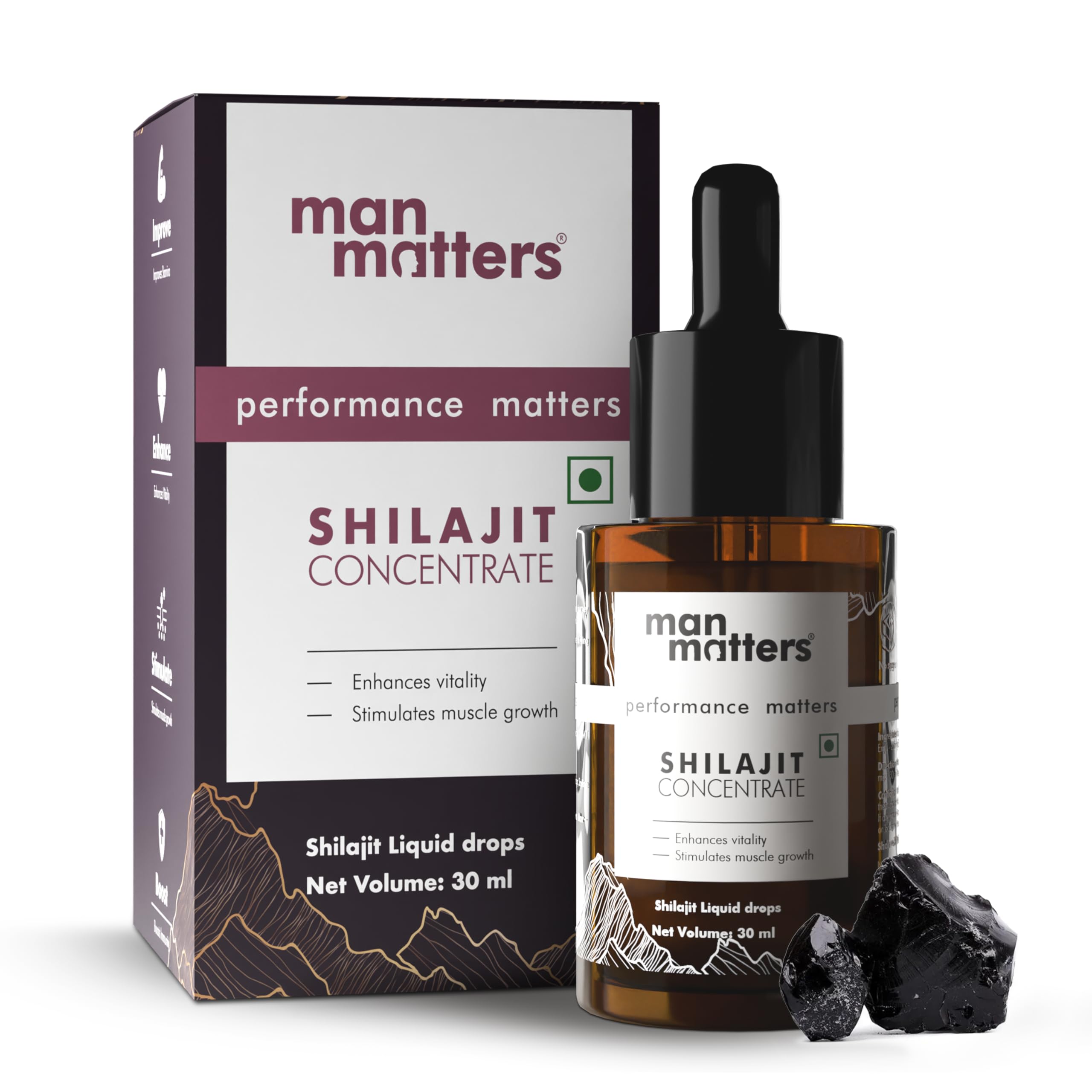 Shilajit Concentrate Liquid Drops 30ml | Boosts Stamina, Strength & Energy Levels | Enhances Muscle Growth & Vigour | Free of Sugar & Easy To Use
