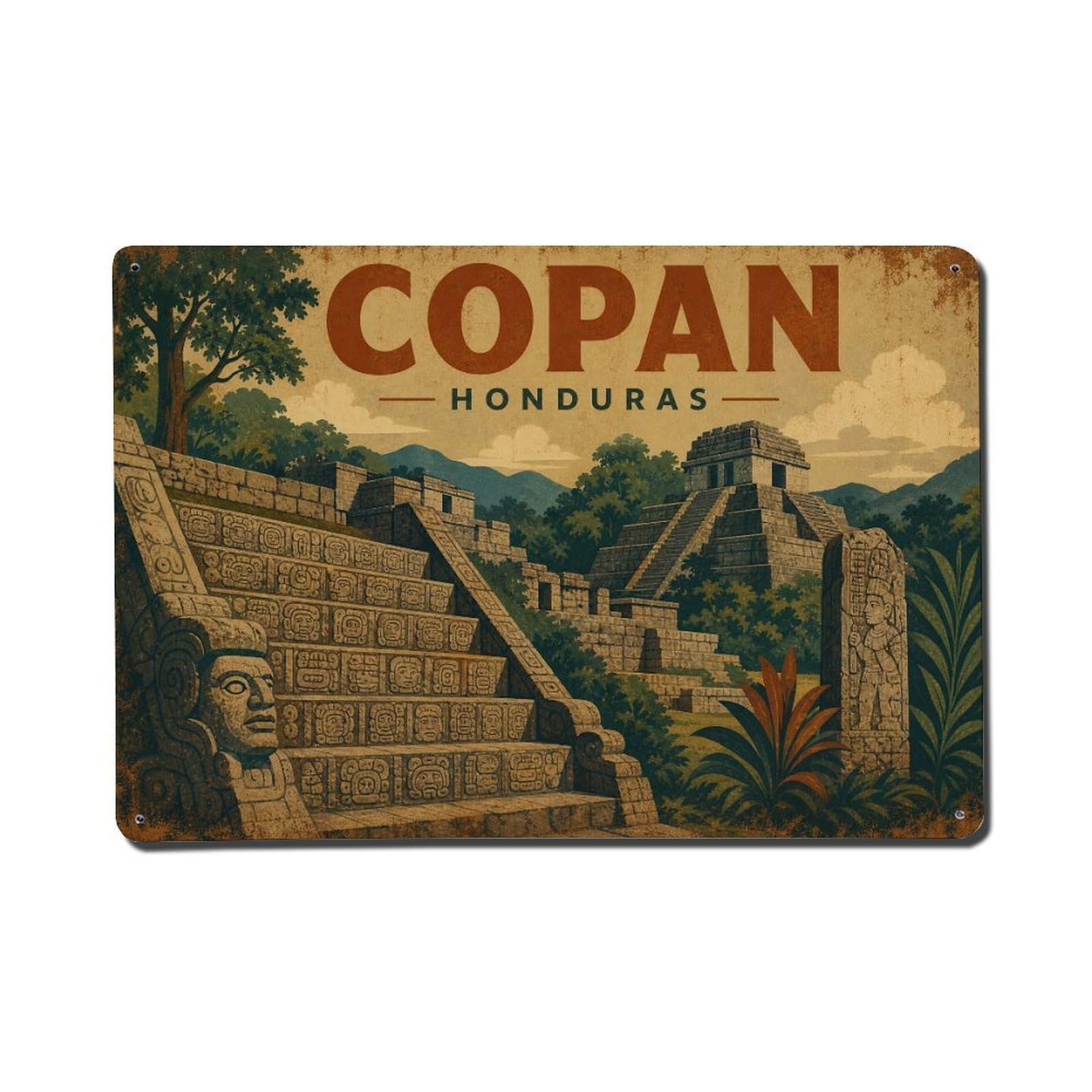 Retro Travel Honduras Copan Metal Tin Sign