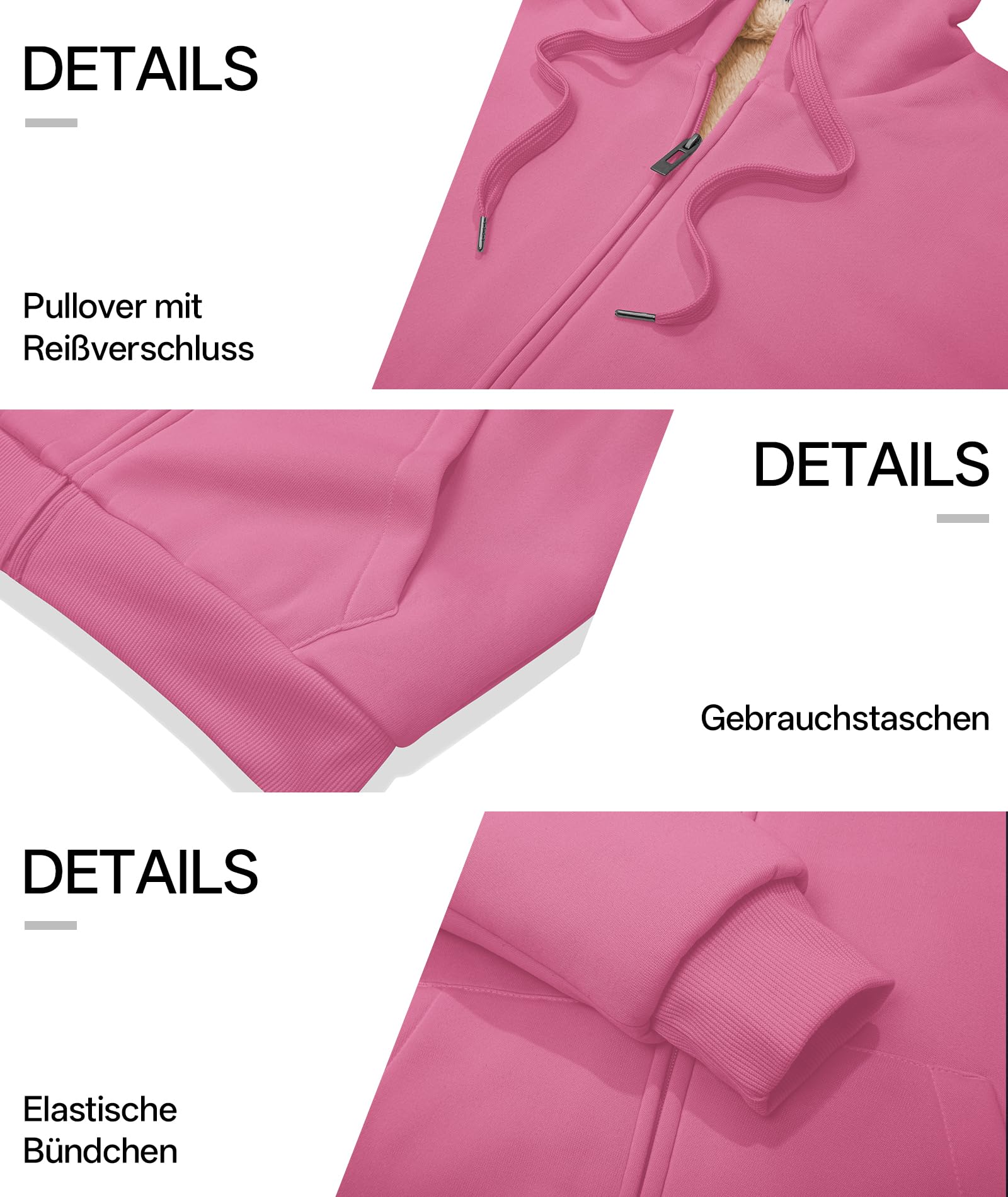 GEEK LIGHTING Felpa Donna con Cappuccio Foderata in Pile Calda Giacca Invernale con Zip Felpa Pile Donna Teddy Hoodie con Cerniera Sweatshirt Inverno Autunno S-2XL