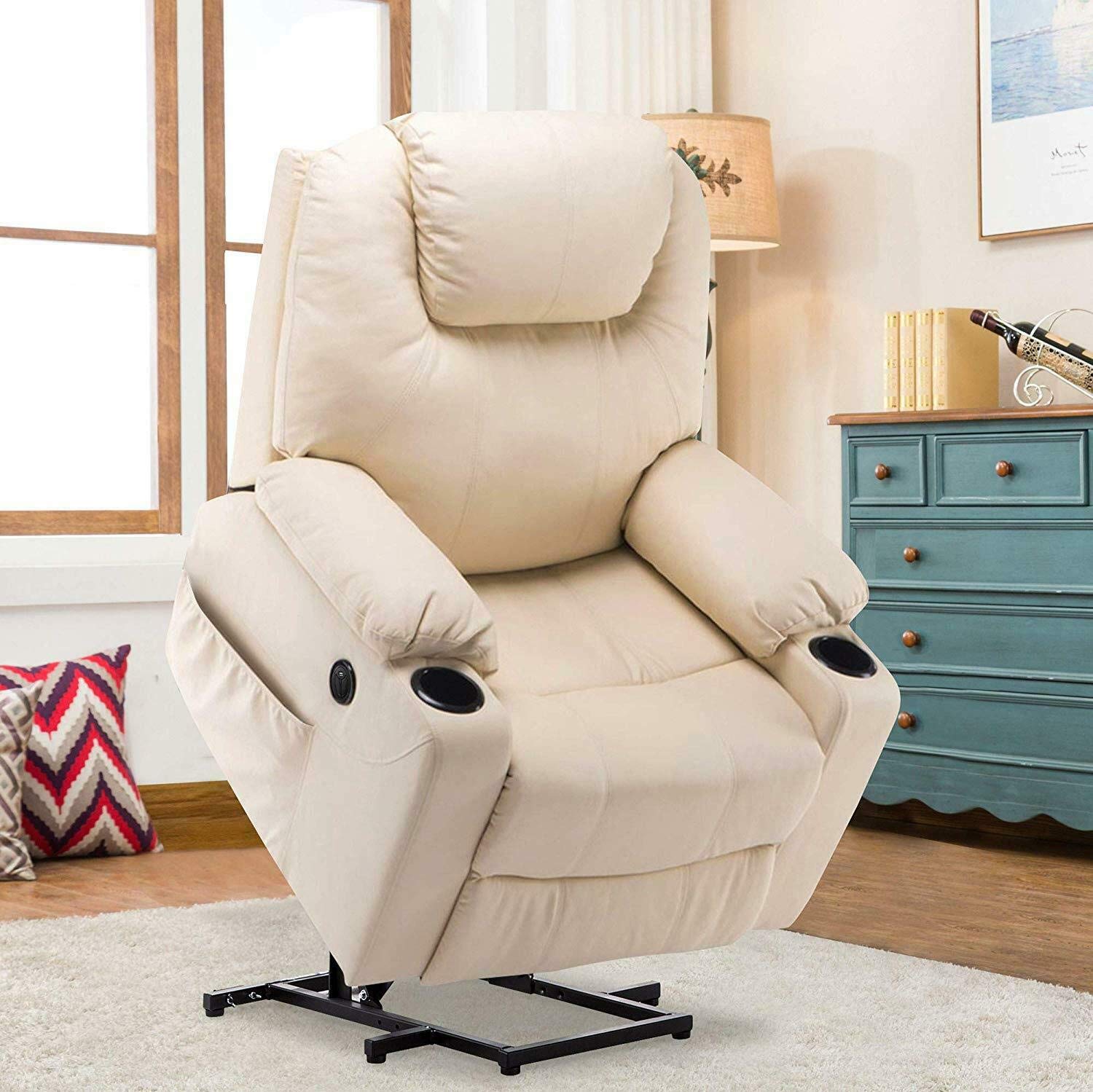 MCombo Fauteuil électrique Chauffant Chauffant réglable par USB Crème