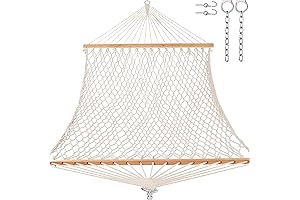 12ft Double Cotton Rope Hammock with Spreader Bar
