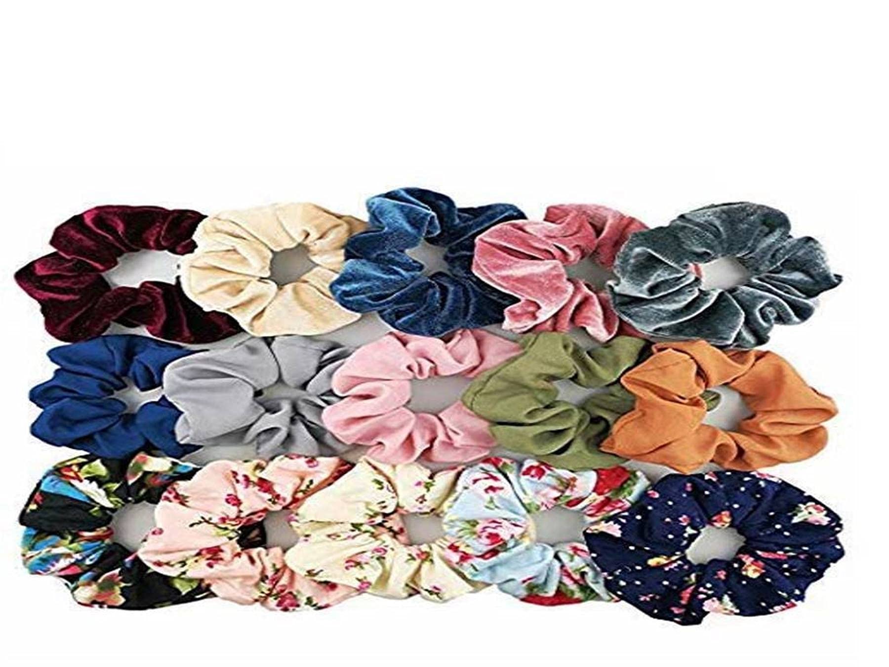 DIAN Multicolor Pack of 15 Hair Scrunchies, Hair Ponytail Holder, Hair Tie, Hair Bow, Hair Bands in Satin Solid, Velvet Fabric & Printed for Girl, Teens and Women (B09FXQBXFJ) Amazon Price History, Amazon Price Tracker