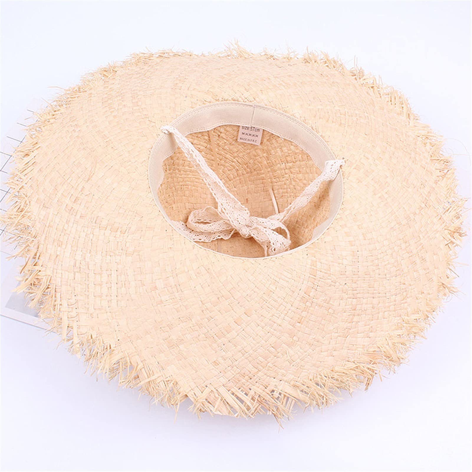 Chapeau de Soleil pour Femme Top Rond Grande Hauteur Large Chapeaux Beach Casquette Femme été Vacances Paille Sunhat Chapeau d’été (Color : 3, Size : M)