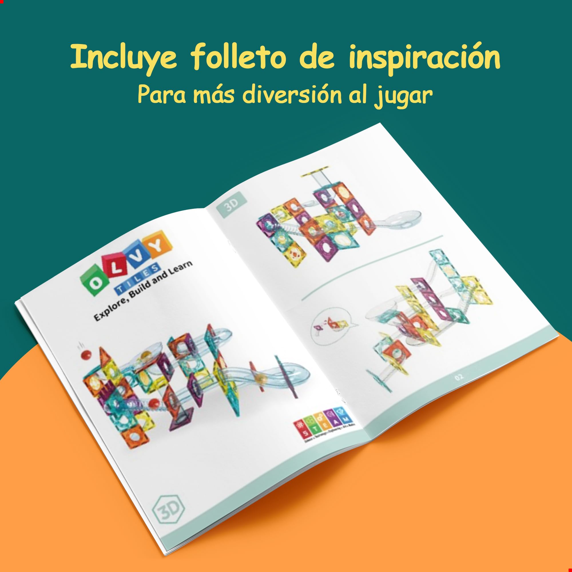 Olvy Bloques de construcción magnéticos Montessori Juguetes – 100 azulejos magnéticos para niños – Juguete de construcción magnético a partir de 3 años – Smart Playground – Juego de bloques magnéticos