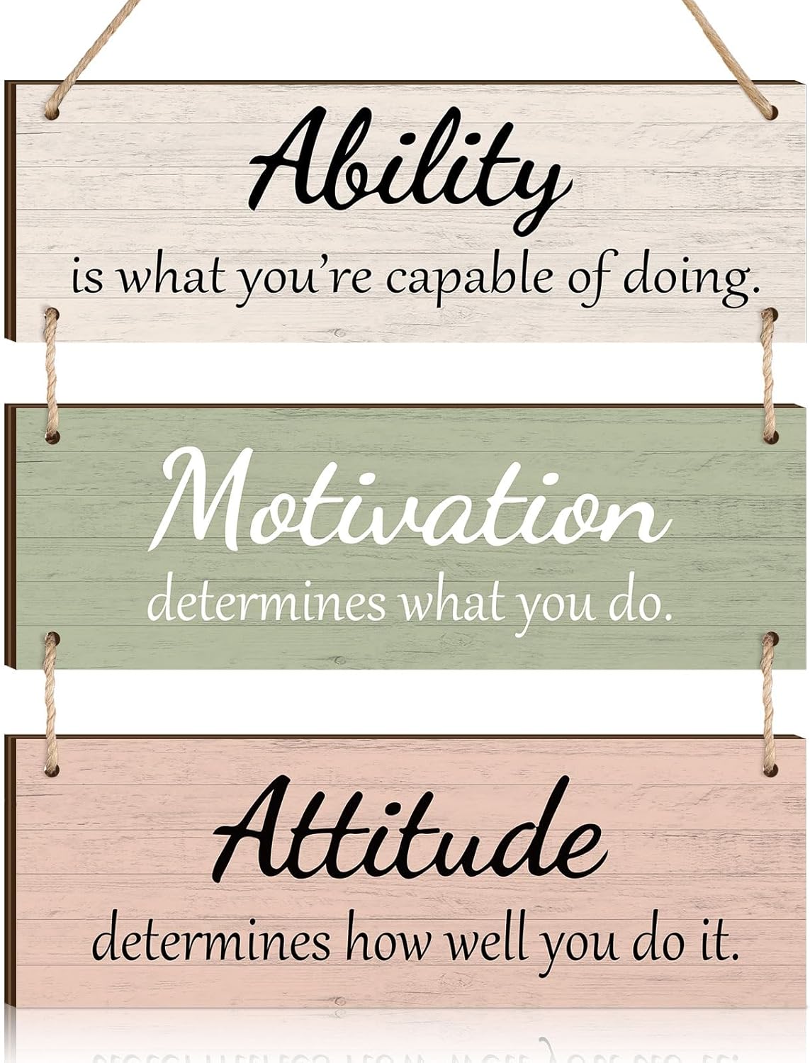 Jetec Rustic Wooden Inspirational Plaques - 3pc Motivational Wall Signs for Office, Home Decor & Coworker Gifts (Elegant Colors)