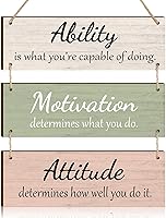 Jetec Rustic Wooden Inspirational Plaques - 3pc Motivational Wall Signs for Office, Home Decor & Coworker Gifts (Elegant Colors)