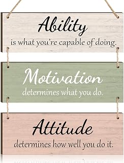 Jetec Rustic Wooden Inspirational Plaques - 3pc Motivational Wall Signs for Office, Home Decor & Coworker Gifts (Elegant Colors)