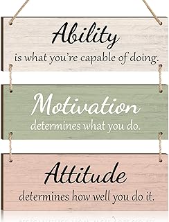 Jetec Office Wall Decor Inspirational Motivational Plaques with Sayings Rustic Wooden Hangings Ability Sign for Coworker Home Christmas Gift Office Artwork Decoration(Elegant Colors)