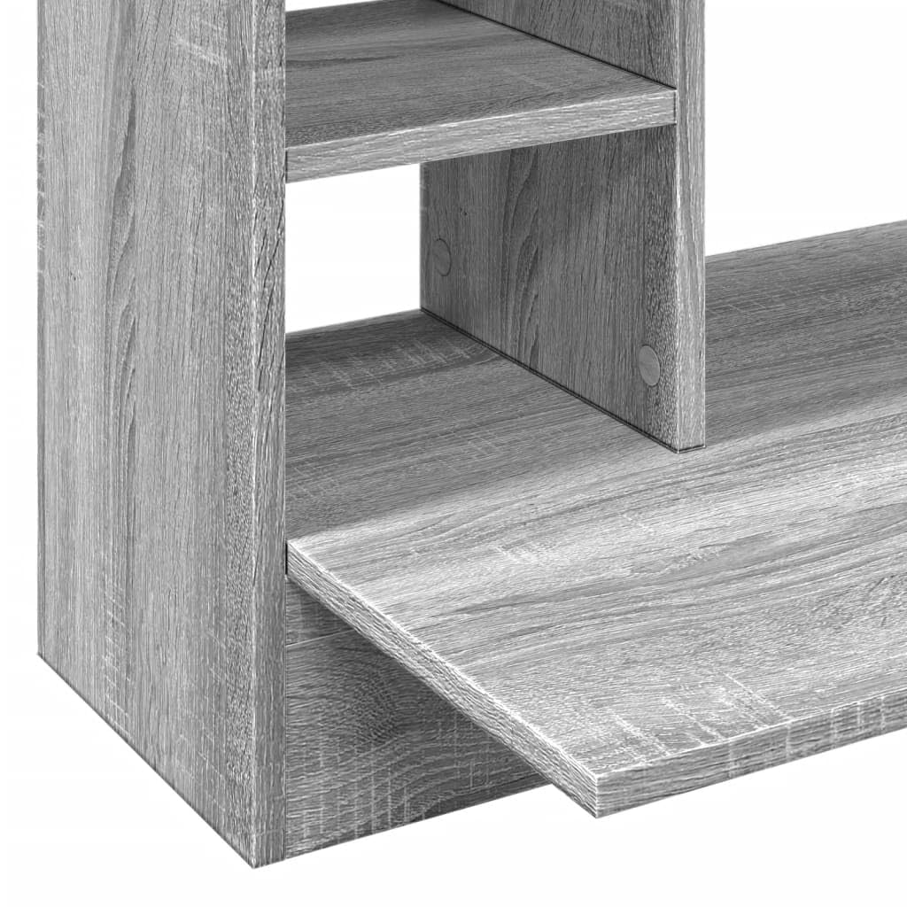 Scrivania a Parete Grigio Sonoma 105x48x75 cm Porta PC Sospeso | Mobile salvaspazio da studio o camera con sei scomparti laterali e ripiano per organizzare libri e piccoli oggetti.