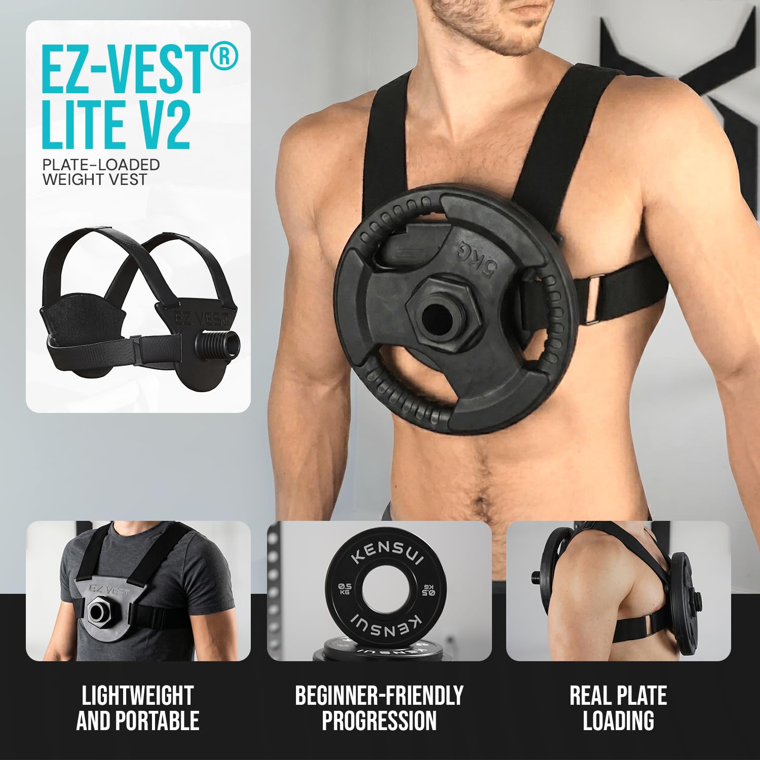 Amazon.co.jp: Kensui EZ-VEST Liteプレートロードウェイトベスト、耐