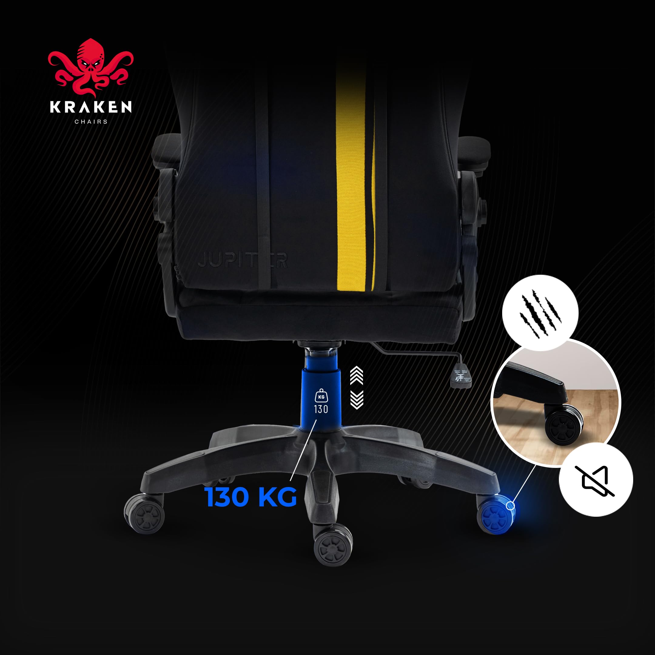Sedia Gaming Tessuto Velluto - Giallo Poltrona Gaming Ergonomica Con Cuscino Lombare, Poggiatesta, Braccioli 2D E Dondolo, Sedia Ufficio Con Schienale 120°, Portata 130 kg