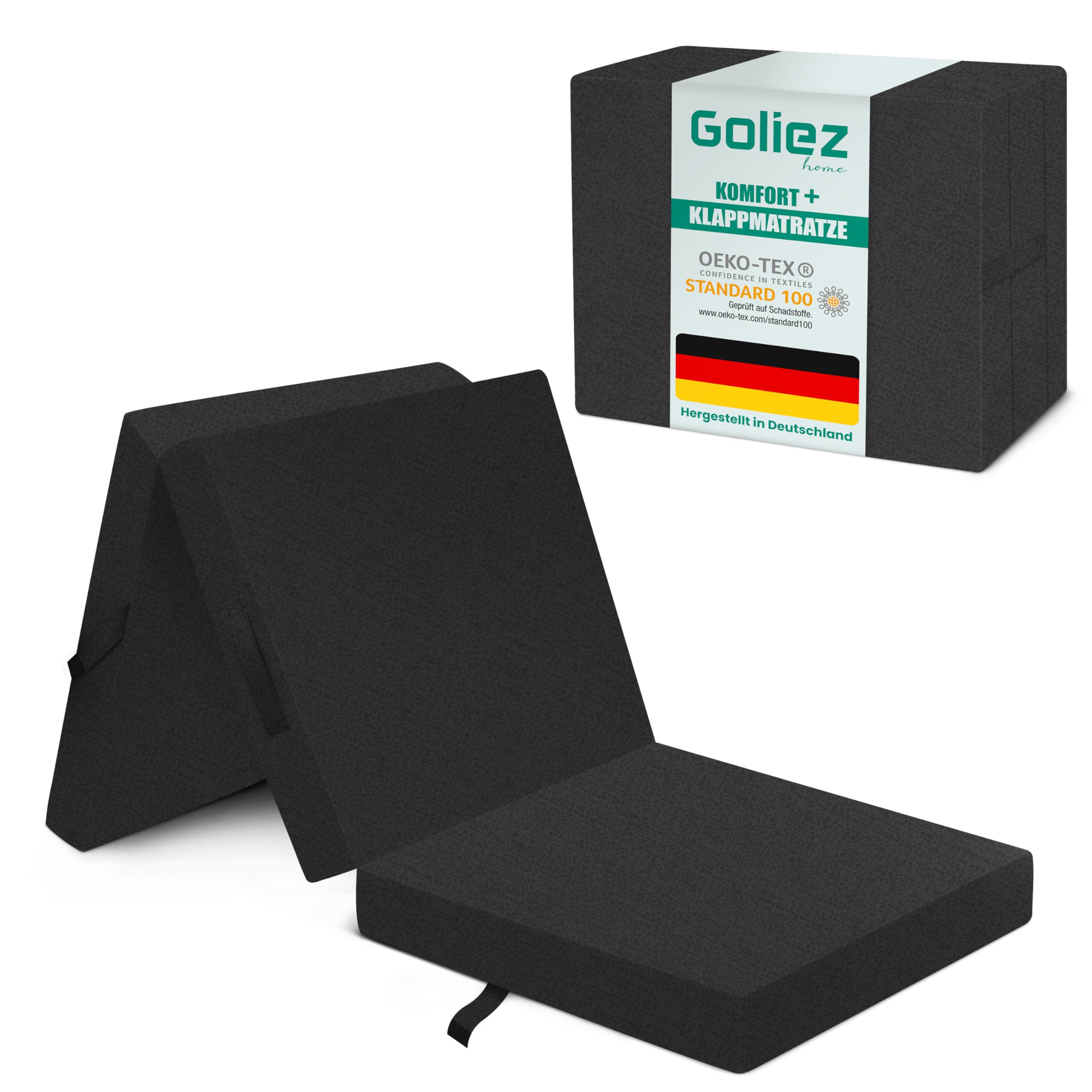 Klappmatratze 3-teilige Faltmatratze Gästematratze, Schaumstoff Matratze, Klappbar, Faltbare Kamping Bett, Waschbar Bezug