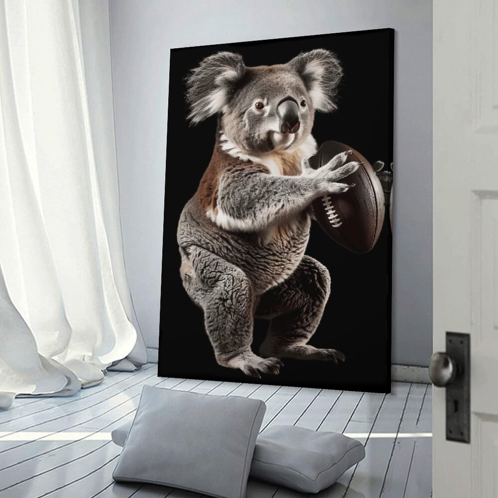 Junmoney Hanging Wall Art Koala American Football, 20x30inch(50x75cm), for Wall Displays, Bedrooms Or Room Updates, Wall Decor Suited to Curated Displays