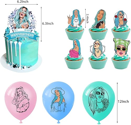 Miniatura 4 de Singer Star Merch Famous Singer Party Supplies - Decoraciones de cumpleaños, decoración de habitación de anime (fiesta de karo-azul)