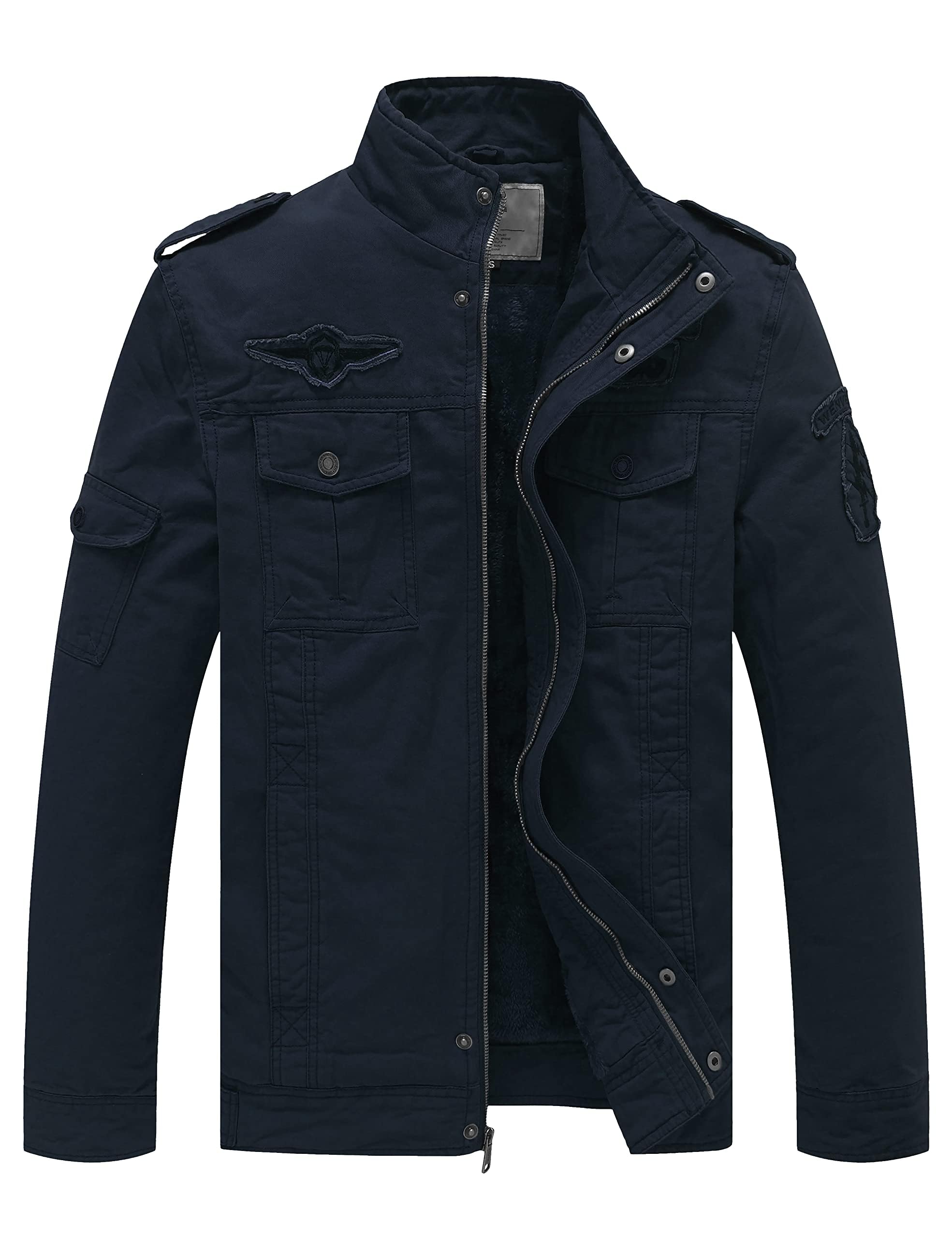 WenVen Men's Military Jacket Fleece Lined Winter Puffer Coat Cotton Windbreaker Parka