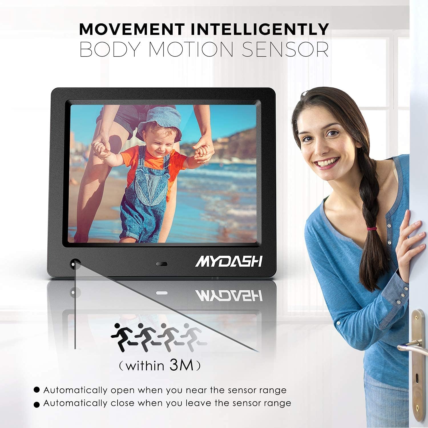 Buy 1 get 1 MYDASH Digital Photo Frame 8 Inch,Digital Picture Frame with IPS Screen, [Built in 32GB Internal Storage] Support 1080P Video/Motion Sensor/Auto-Rotate/Background Music