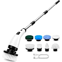 Electric Spin Scrubber, Cordless Power Cleaning Brush with 8 Heads, 2 Speeds and Extendable Handle for Bathroom and Tile