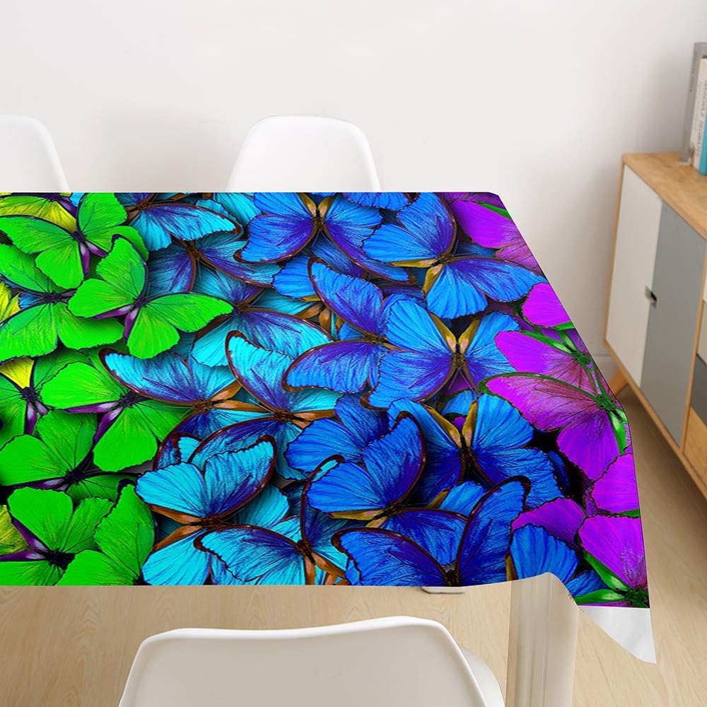 Tovaglia Antimacchia Rettangolare Farfalla, Tovaglie da Tavolo Impermeabile Poliestere Colori Dell'arcobaleno 3D, per Natalizia Cucina Feste Giardino, 200x200 cm A/B2144
