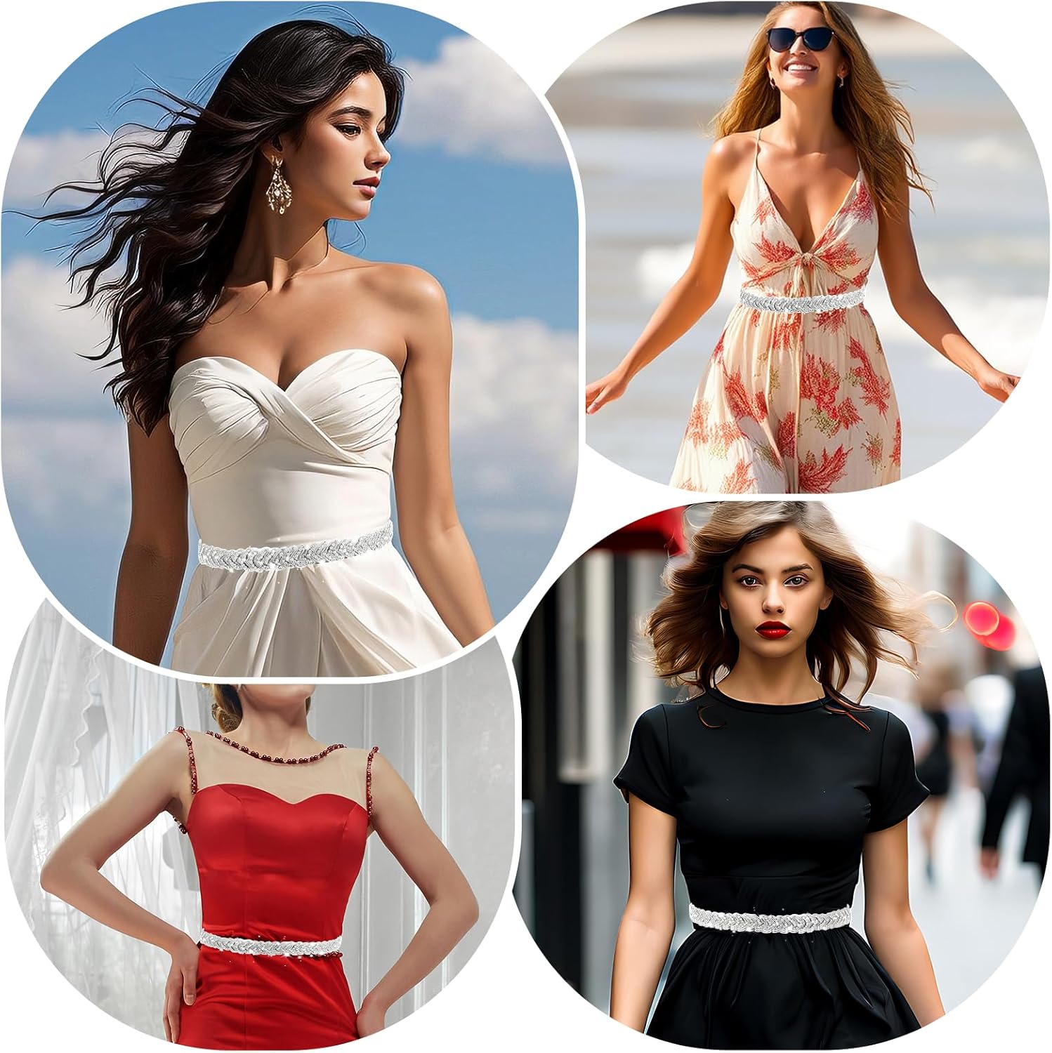 Silver Rhinestone Wedding Dress Belt, Adjustable Rhinestone Belt for Formal Dress, Sparkly Waist Belts for Bridal Women Dresses Accessories - Image 6